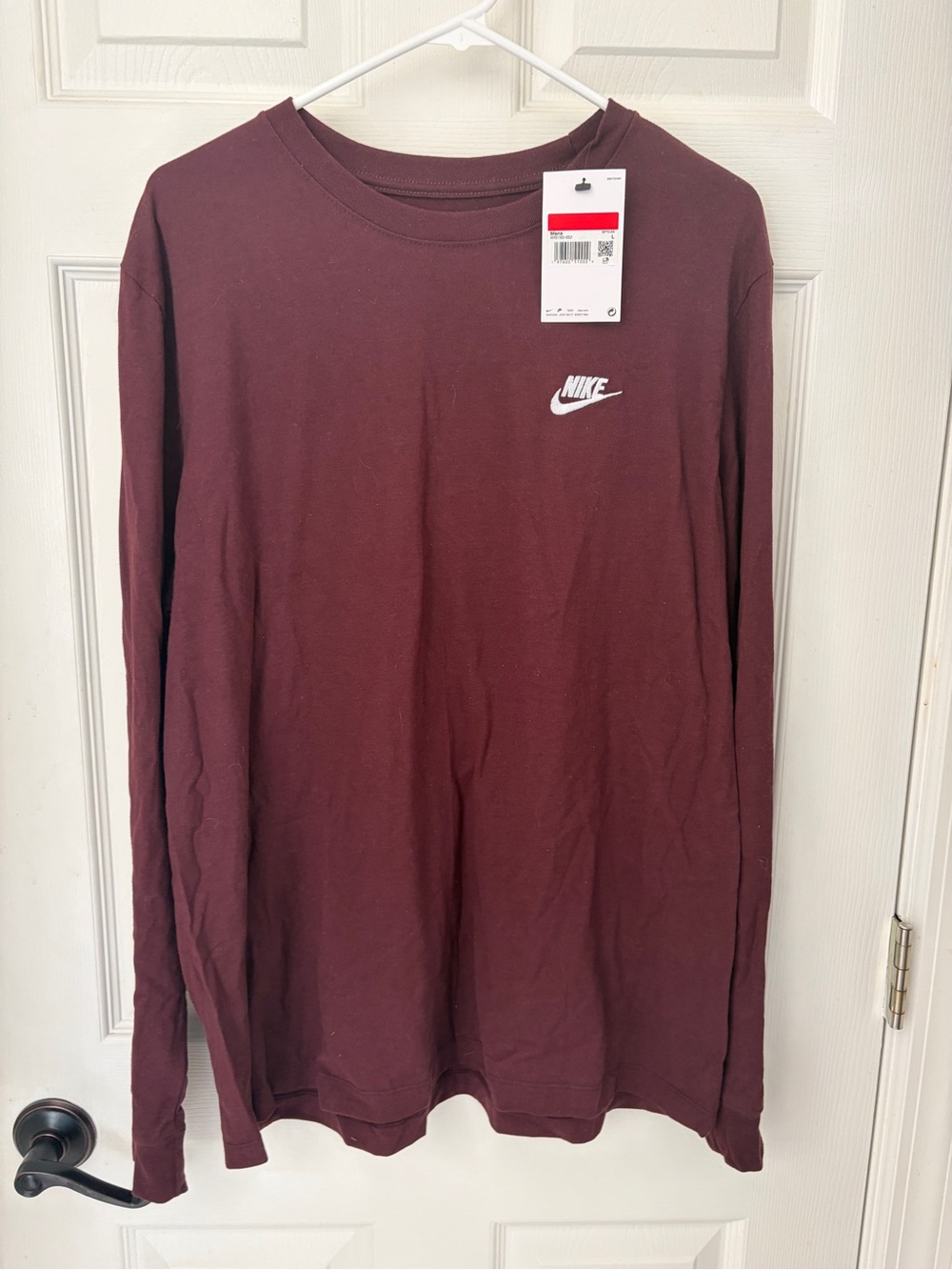 Nike Men’s Long-Sleeve Shirt — Maroon with White Logo
